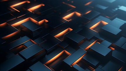 Futuristic Geometric Background Featuring Overlapping 3D Shapes and Depth Effects