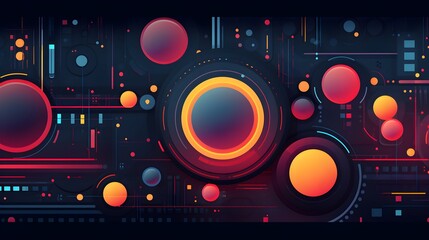 Fototapeta premium Futuristic Geometric Layout with a Vibrant Flat Design of Capsules and Circular Patterns