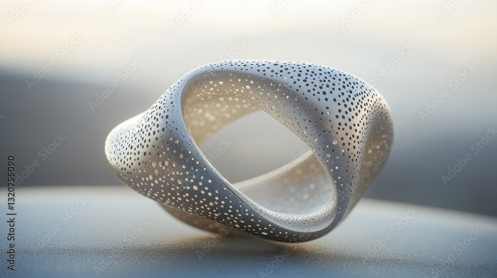 Poster a sleek modern design displaying a perforated abstract sculpture on display
