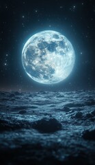 Obraz premium Breathtaking View of Earth from Lunar Surface at Night with Glowing City Lights and Cosmic Ambiance