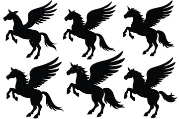Obraz premium Winged horse vector silhouette flying pegasus icon unicorn silhouette