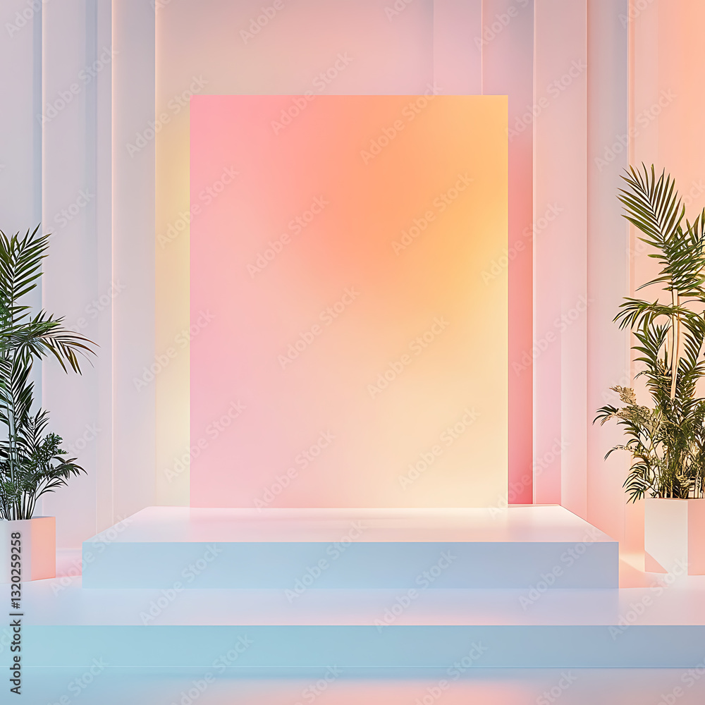 Poster artistic display of modern minimalism studio background image bright environment front view contempo