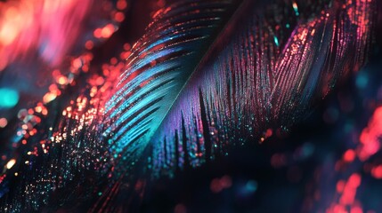 peacock feathers with bright iridescent colors generative ai