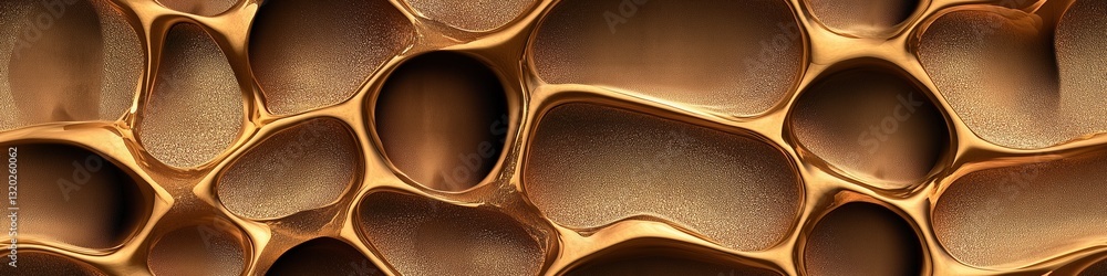 Poster seamless abstract organic shapes with a glossy, golden-brown texture. the image features interconnec