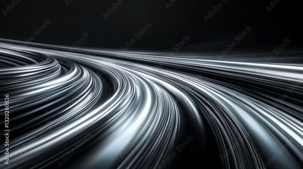 Poster abstract curved lines depicting speed and motion through space