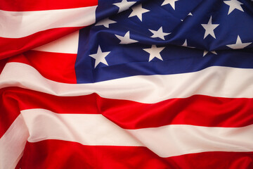 Close-up of the American flag with stars and stripes, symbolizing patriotism, freedom, and national pride.