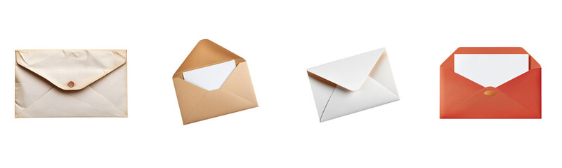 four envelopes collection isolated on white background