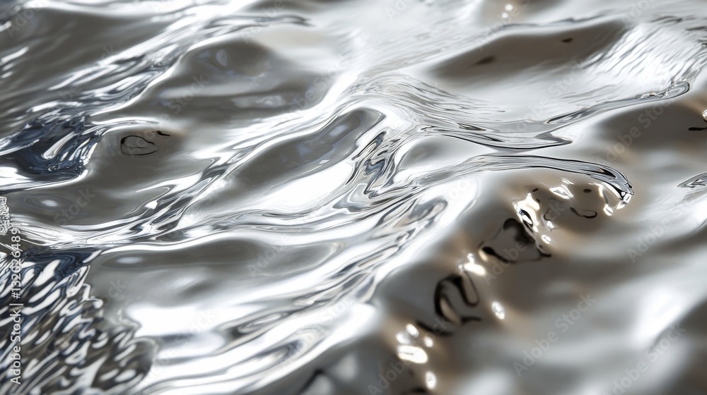 Poster reflective shimmering metallic surface with gentle curves and soft light