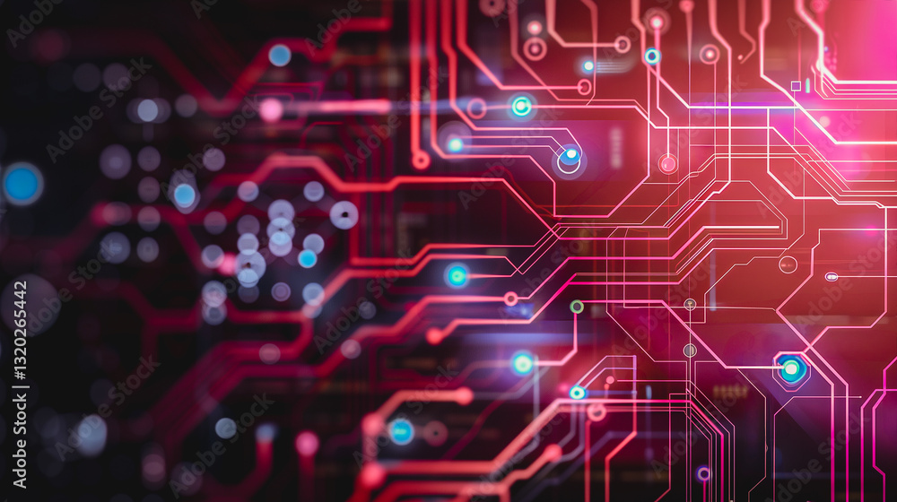 Poster circuit board complexity: intricate circuit board design with glowing components, symbolizing techno