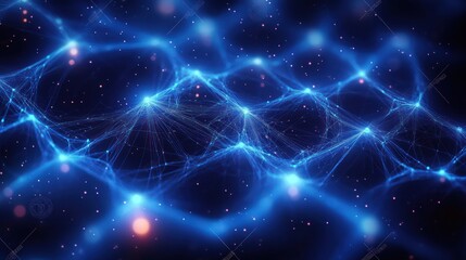 Obraz premium Futuristic Digital Network Concept Cyberpunk Style Data Transfer and Blockchain Background Abstract