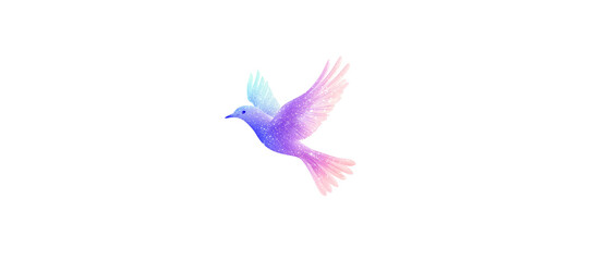 Obraz premium Pastel colored bird clip art, shiny and sparkling. Detailed illustration, isolated on white background