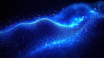 Futuristic Abstract Particle Wave Dynamic Vortex in Blue and Glowing Data Connections