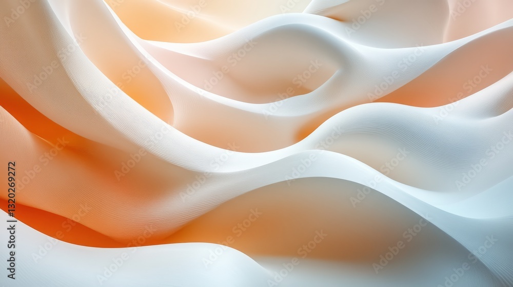 Poster abstract art featuring flowing fabric with soft gradients and curves