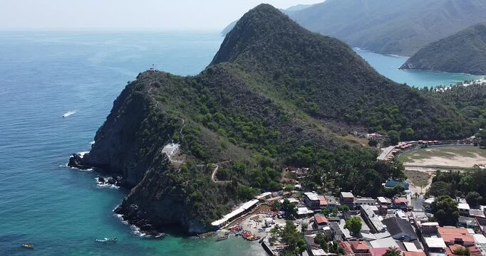 Vista a&eacute;rea de Puerto Colombia - Choroni, en Aragua Venezuela