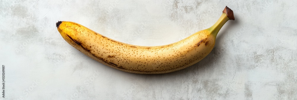 Poster Single banana placed centrally on a soft backdrop with natural lighting showcasing minimalist design and balanced composition