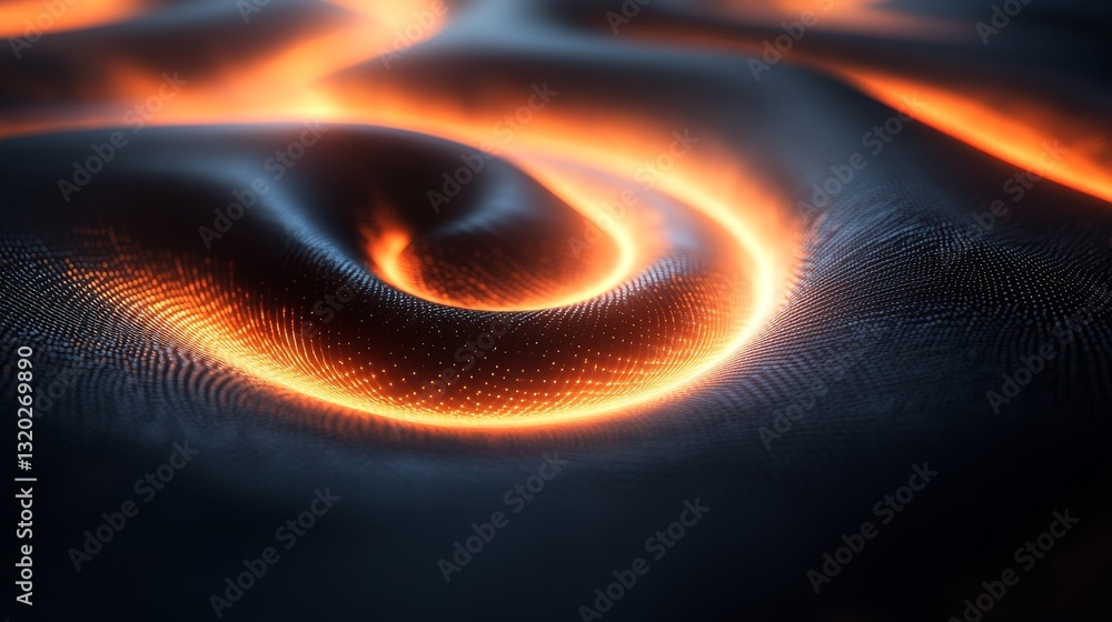 Poster glowing abstract fluid dynamics of light and dark swirling patterns