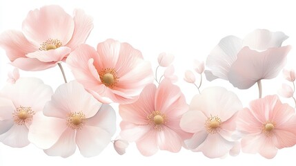 Obraz premium Romantic pink flower border with elegant white flowers, a soft and delicate floral frame