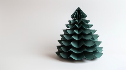 Minimalist Green Origami Christmas Tree Holiday Paper Art for Festive Decoration