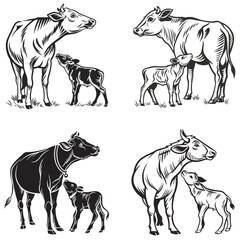 Silhouette Bliss Majestic Cattle in Artistic Grace.