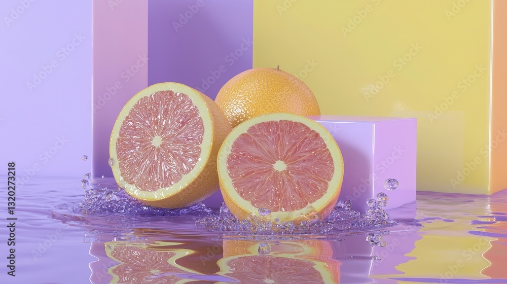 Poster fresh grape and sliced grape displaying vibrant color and texture in a nature-inspired still life co