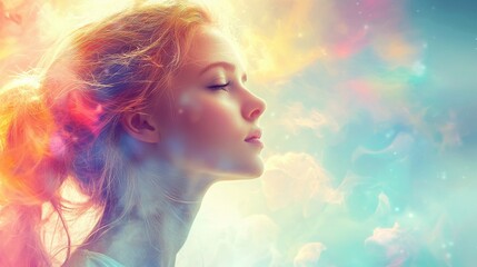 Woman with hair blowing in the wind capturing freedom and spirit in an outdoor setting with a joyful expression