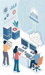 Artificial intelligence in action. A visualization of people, data science, and machine learning shaping AI applications.