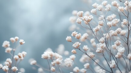 Fototapeta premium Delicate white flowers blossom gracefully in the soft light of day
