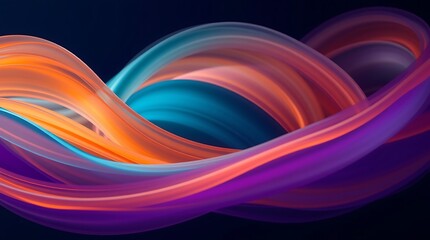 Fototapeta premium A Vibrant Dance Of Swirling Colors, A Mesmerizing Interplay Of Orange, Teal, And Purple Hues Flowing Rhythmically Against A Dark Background