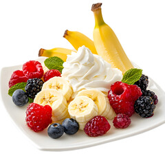 Banana Berry Whipped Cream Dessert transparent background