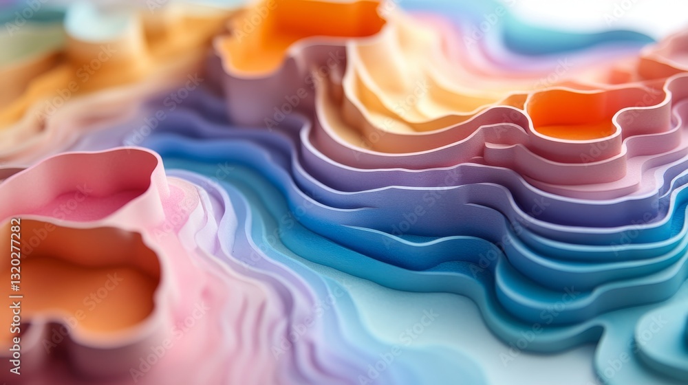 Poster colorful layered abstract design featuring smooth undulating gradient shapes