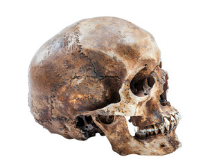 Ancient Human Skull: A Detailed Profile View