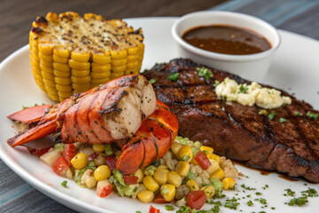 Luxurious Mexican Style Surf and Turf Dish Featuring Succulent Lobster and Grilled Steak