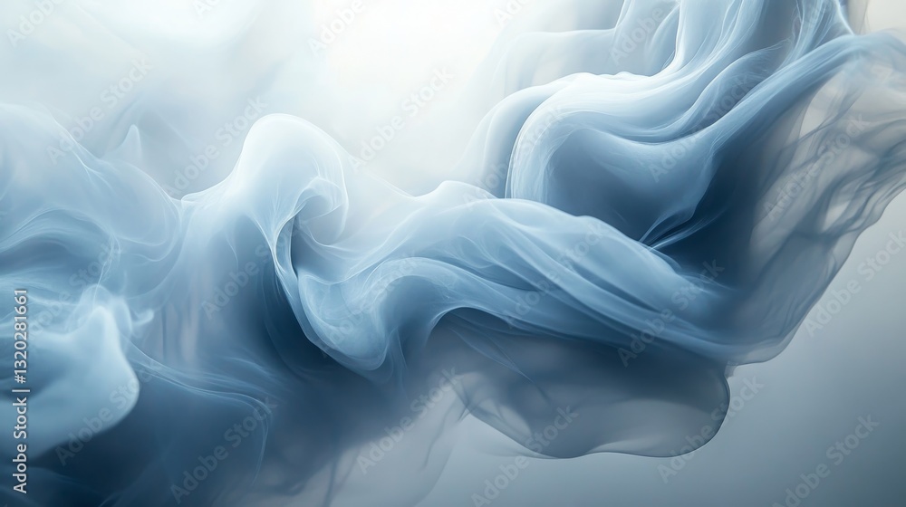 Poster abstract image of flowing blue translucent wispy forms
