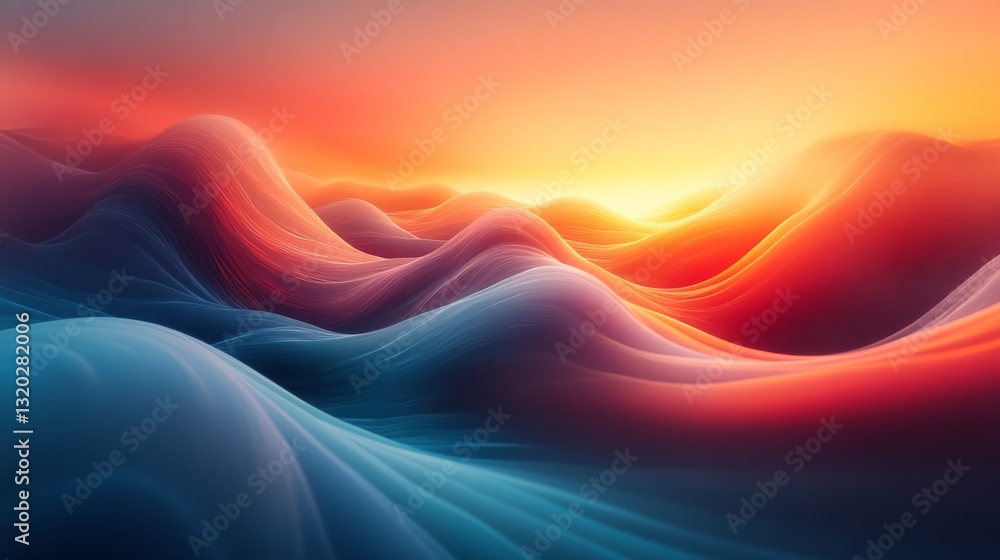 Poster abstract artwork showing colorful flowing lines resembling ocean waves