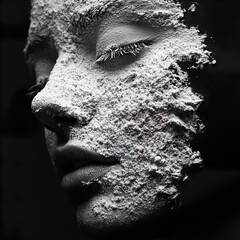 Monochrome Powder Face: A Study in Texture and Light