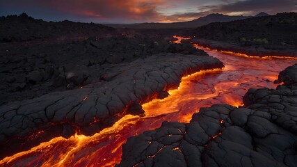 Fototapeta premium Fiery Paradise: The Lava Fields of a Cosmic Domain