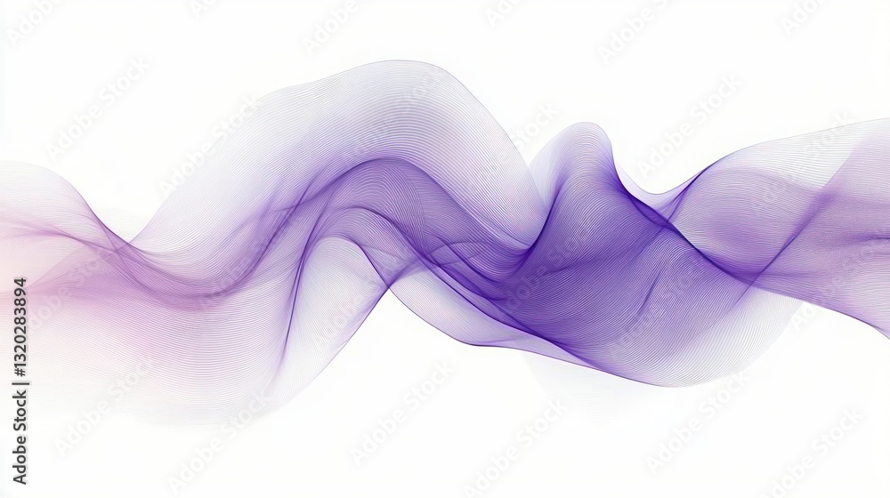 Poster abstract minimalist flowing purple wave dynamic lines on white background futuristic design
