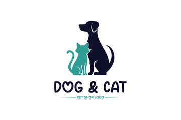 Cat and dog pet shop logo. Pet care logo design symbol