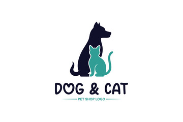 Cat and dog pet shop logo. Pet care logo design symbol