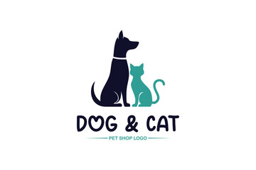 Cat and dog pet shop logo. Pet care logo design symbol