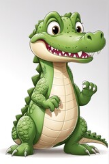 Fototapeta premium Playful baby crocodile with a cheeky grin, isolated on white. 