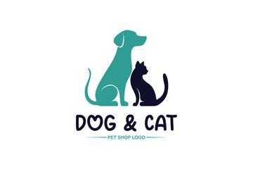 Dog and cat pet shop vector logo design template. Pet care logo design symbol