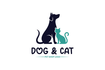Dog and cat pet shop vector logo design template. Pet care logo design symbol