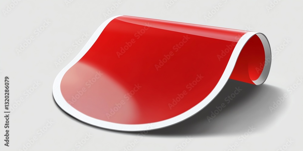 Poster curved red and white surface with a glossy finish for modern design elements