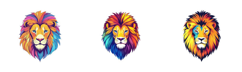Obraz premium rainbow lion head portrait on transparent background