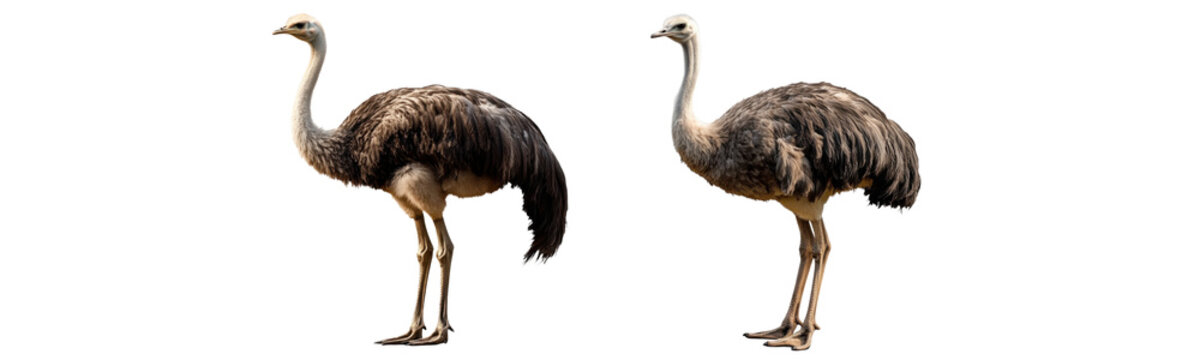rhea bird pair isolated on white background
