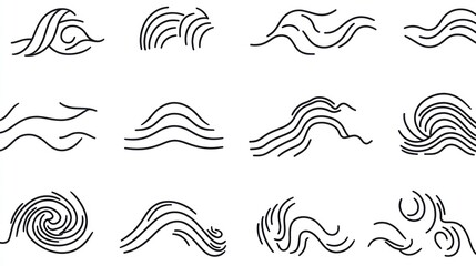 Obraz premium Abstract wave line art patterns design, white background, graphic design element
