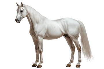Obraz premium white horse isolated on white background, elegant stallion pose