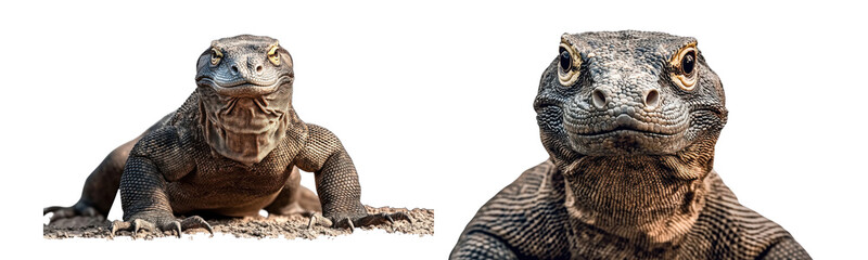 Obraz premium komodo dragon closeup and full body on white background