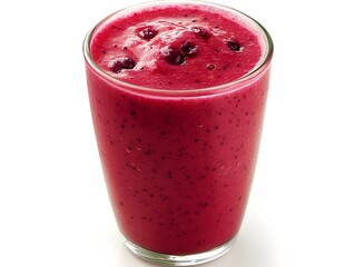 Refreshing smoothie made with fresh berries perfectly blended and isolated on a crisp white...